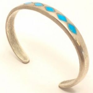 Solid Sterling Silver Turquoise Cuff Bracelet